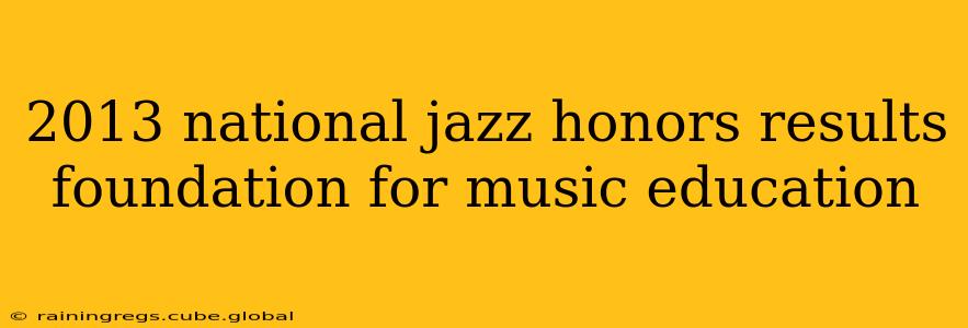 2013 national jazz honors results foundation for music education