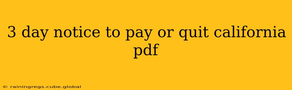 3 day notice to pay or quit california pdf