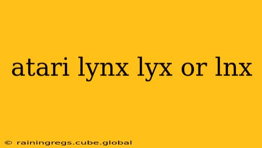 atari lynx lyx or lnx