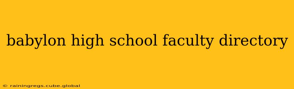 babylon high school faculty directory