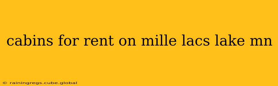 cabins for rent on mille lacs lake mn