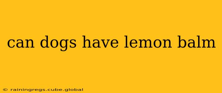 can dogs have lemon balm