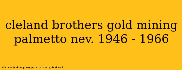 cleland brothers gold mining palmetto nev. 1946 - 1966