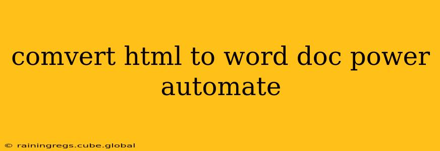 comvert html to word doc power automate