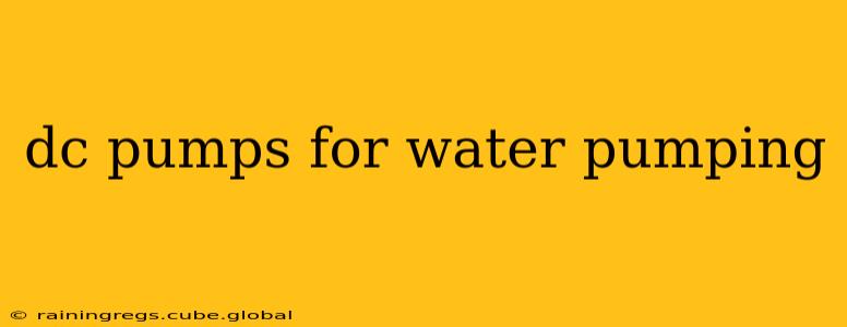 dc pumps for water pumping