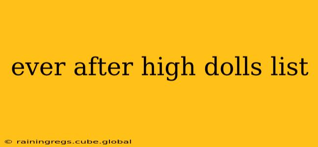ever after high dolls list