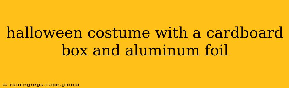 halloween costume with a cardboard box and aluminum foil