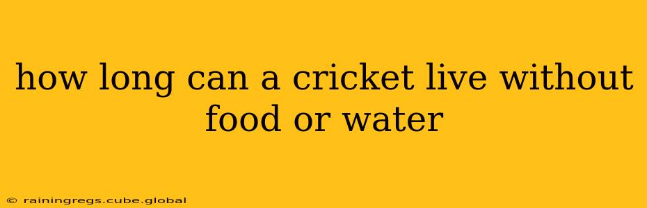 how long can a cricket live without food or water