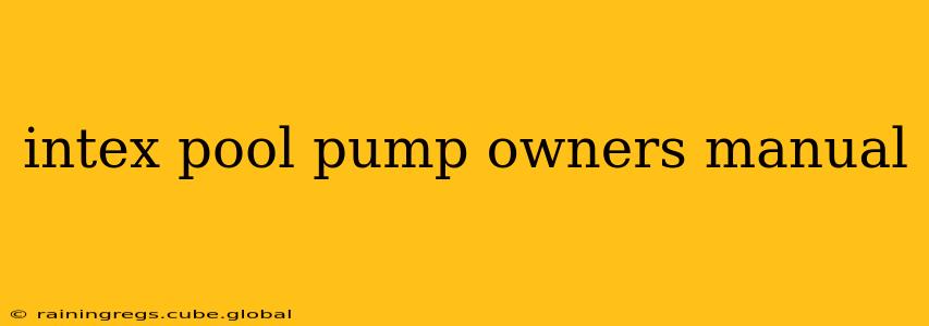 intex pool pump owners manual