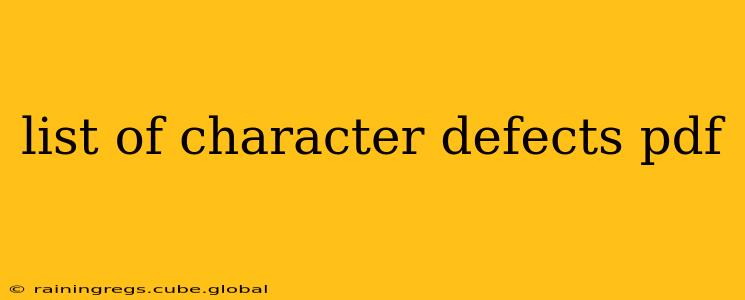list of character defects pdf