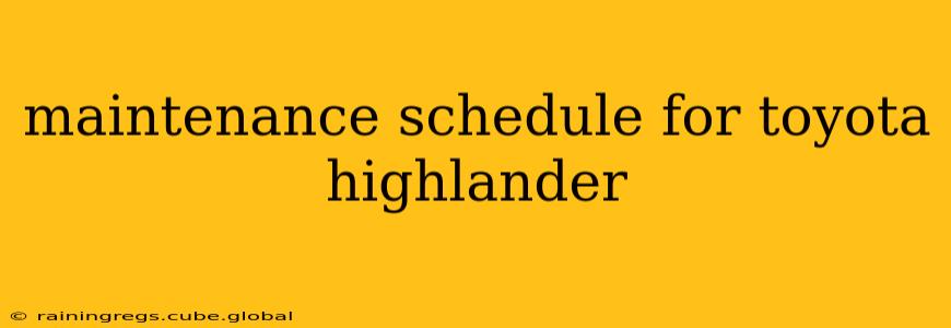 maintenance schedule for toyota highlander