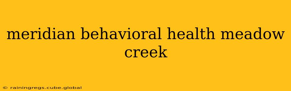 meridian behavioral health meadow creek