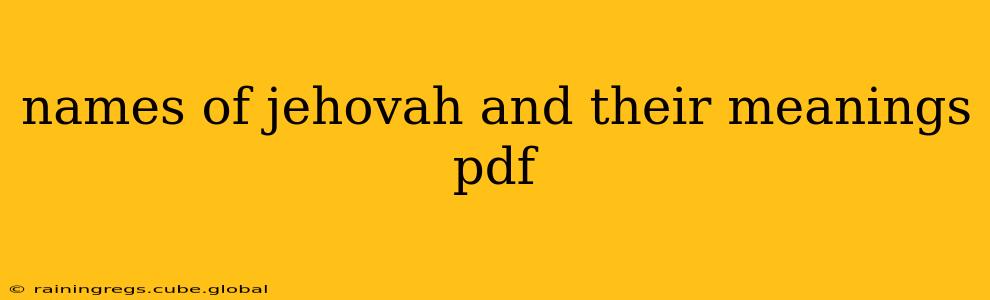 names of jehovah and their meanings pdf