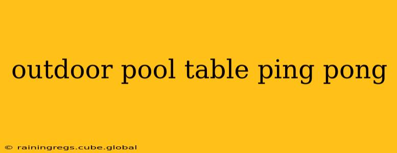 outdoor pool table ping pong