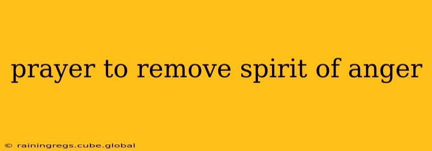 prayer to remove spirit of anger