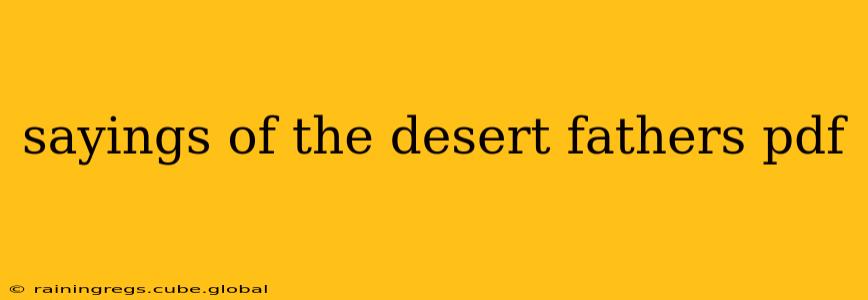 sayings of the desert fathers pdf