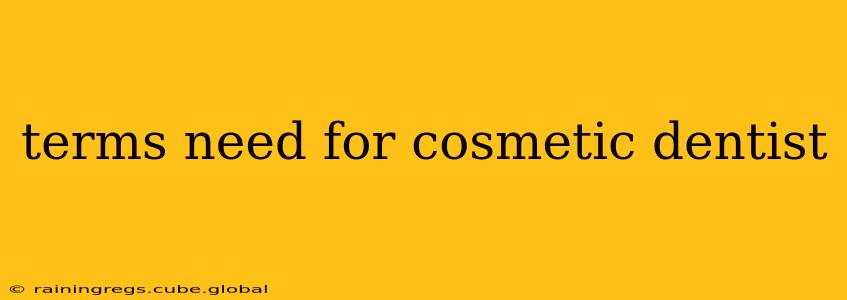 terms need for cosmetic dentist