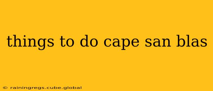 things to do cape san blas
