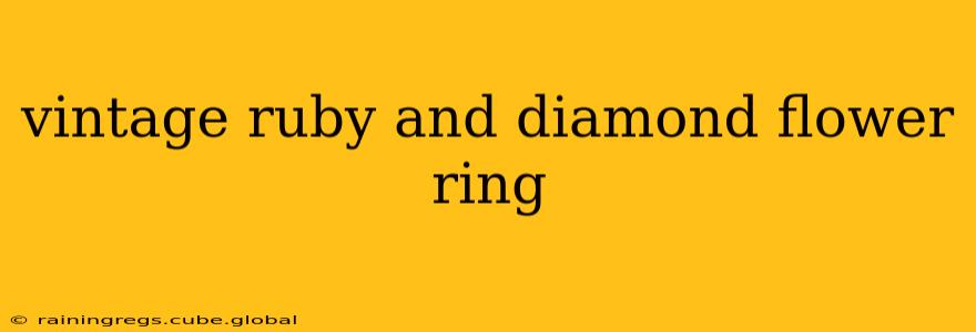 vintage ruby and diamond flower ring