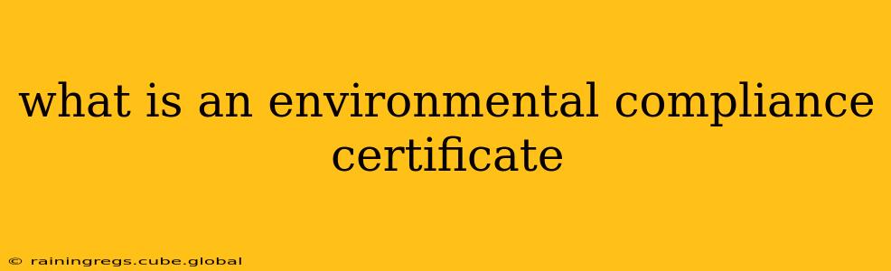 what is an environmental compliance certificate