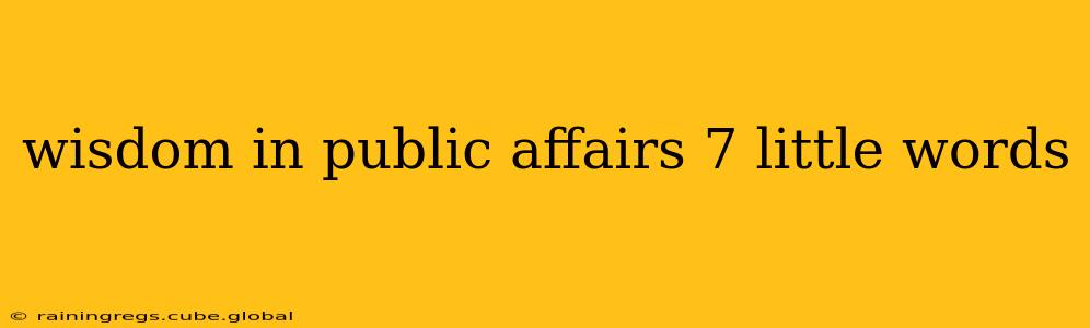 wisdom in public affairs 7 little words